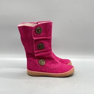 Livie & Luca Boots Kids Girls 8 Pink Suede Faux Fur Lined Side Zip Winter Shoes